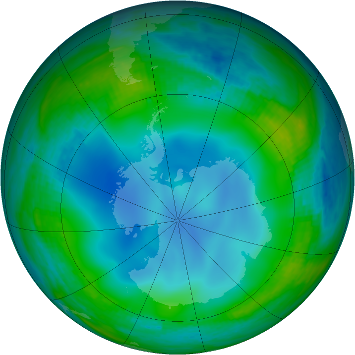 Antarctic ozone map for 29 June 1988
